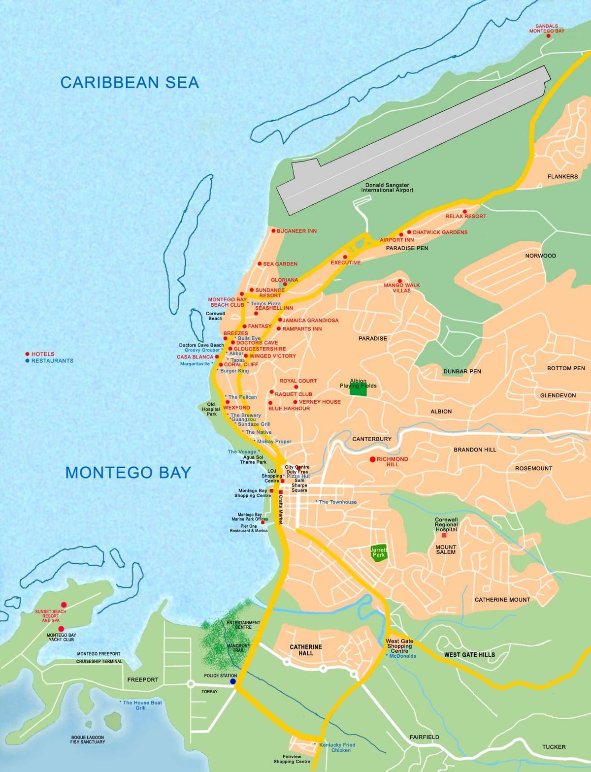 montego Bay Yamayka xəritədə